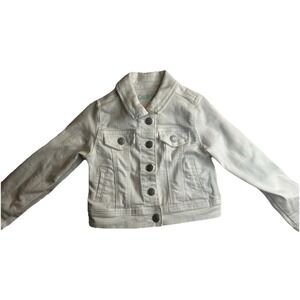 Cat & Jack Kids White‎ Denim Jacket S XS 4-5 With Button Closures & Pockets